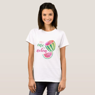 Eén in een Melon Tropical Watermelon Waterverf Roz T-shirt