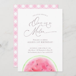 Eén in een Melon Watermeloen 1e verjaardag Kaart