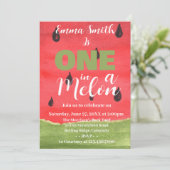 Eén in een Melon Watermeloen op de eerste verjaard Kaart (Staand voorkant)