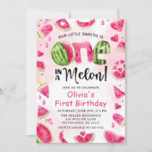 Eén in een Melon Watermeloen op de eerste verjaard Kaart (Voorkant)