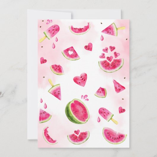 Eén in een Melon Watermeloen op de eerste verjaard Kaart (Achterkant)