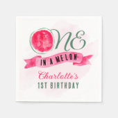 Eén in een Melon Watermeloen op de eerste verjaard Servet (Voorkant)