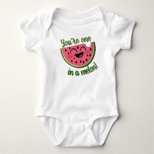 Een in een Melon Watermeloen roze groene woordje Romper