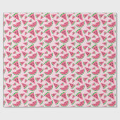 Eén in een Melon Watermeloen Slicten & Blush Pink Cadeaupapier (Vlak)