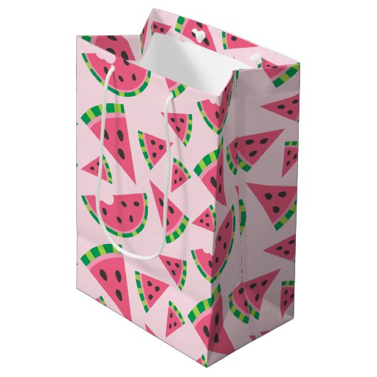 Eén in een Melon Watermeloen Slicten & Blush Pink Medium Cadeauzakje (Voorkant Gekanteld)
