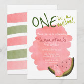 Eén in een Melon Watermeloen Thema Waterverf Roze (Voorkant / Achterkant)