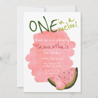 Eén in een Melon Watermeloen Thema Waterverf Roze