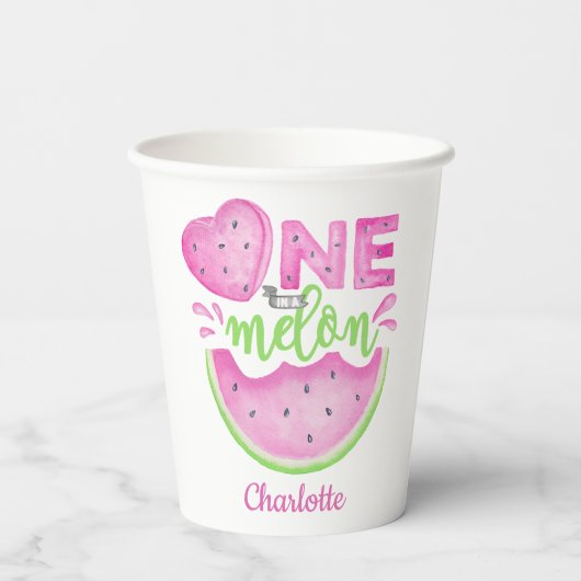 Een in een Melon Watermeloen Verjaardag Papieren C Papieren Bekers (Achterkant)