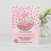Eén in een Melon Watermeloen waterverf 1e verjaard Kaart (Staand voorkant)
