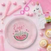 Eén in een Melon Watermeloen waterverf 1e verjaard Papieren Bordje (Feest)