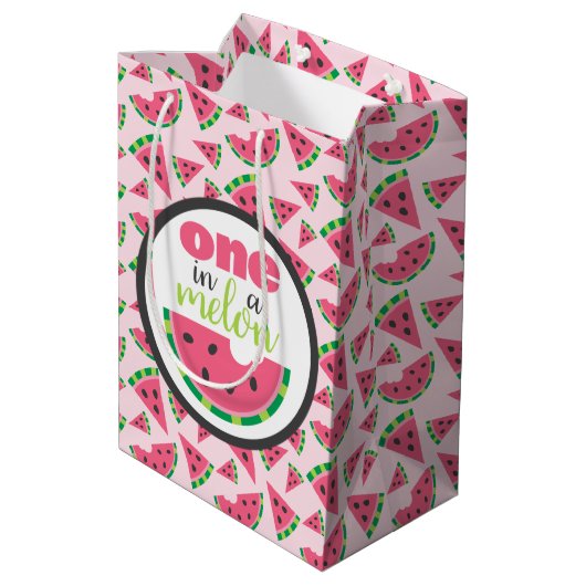 Een in een Melon Watermeloenslikken en Blush Pink  Medium Cadeauzakje (Achterkant Gekanteld)