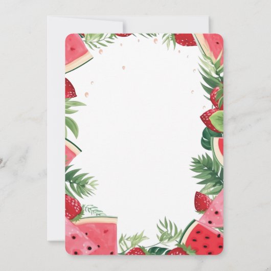 Eén in een Melon Watermelon 1e verjaardag Uitnodig Kaart (Achterkant)