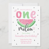 Eén in een Melon Watermelon 1e verjaardag Uitnodig Kaart (Voorkant)