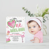 Eén in een Melon Watermelon 1e verjaardag Uitnodig Kaart (Staand voorkant)