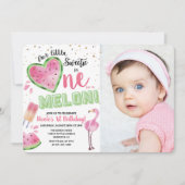 Eén in een Melon Watermelon 1e verjaardag Uitnodig Kaart (Voorkant)