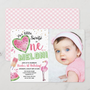 Eén in een Melon Watermelon 1e verjaardag Uitnodig Kaart