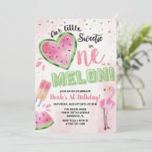 Eén in een Melon Watermelon 1e verjaardag Uitnodig Kaart (Staand voorkant)