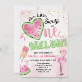 Eén in een Melon Watermelon 1e verjaardag Uitnodig Kaart (Voorkant)