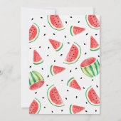 Eén in een Melon Watermelon 1e verjaardag Uitnodig Kaart (Achterkant)
