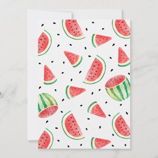 Eén in een Melon Watermelon 1e verjaardag Uitnodig Kaart (Achterkant)