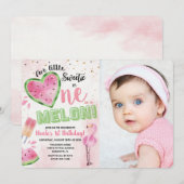 Eén in een Melon Watermelon 1e verjaardag Uitnodig Kaart (Voorkant / Achterkant)