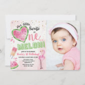 Eén in een Melon Watermelon 1e verjaardag Uitnodig Kaart (Voorkant)