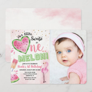 Eén in een Melon Watermelon 1e verjaardag Uitnodig Kaart