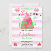 Eén in een Melon Watermelon 1e verjaardag Uitnodig Kaart (Voorkant)