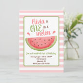 Eén in een Melon Watermelon 1e verjaardag Uitnodig Kaart (Staand voorkant)