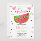 Eén in een Melon Watermelon 1e verjaardag Uitnodig Kaart (Voorkant)