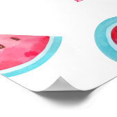 Eén in een Melon Watermelon 1st Birthday Welkom Poster (Hoek)