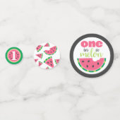 Eén in een Melon Watermelon Baby 1st Birthday Foto Confetti (Achterkanten)
