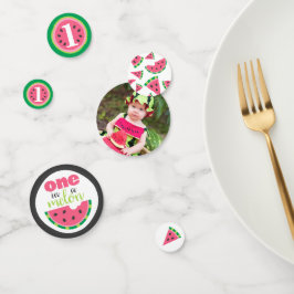 Eén in een Melon Watermelon Baby 1st Birthday Foto Confetti