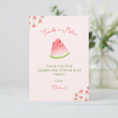 Eén in een Melon Watermelon Birthday Bedankkaart (Staand voorkant)