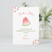 Eén in een Melon Watermelon Birthday Bedankkaart (Staand voorkant)