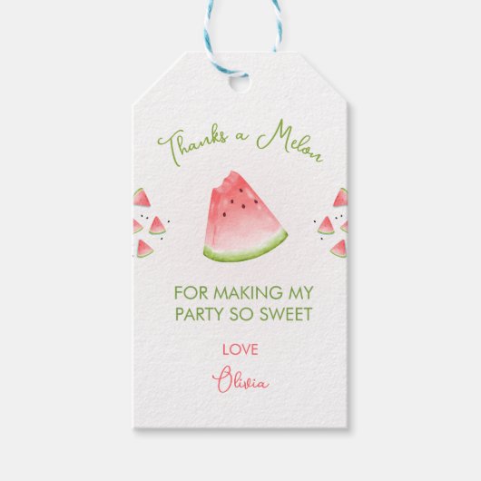 Eén in een Melon Watermelon Birthday Cadeaulabel (Voorkant)