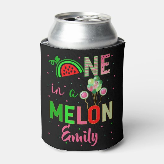 Eén in een Melon Watermelon Birthday Girl Matching Blikjeskoeler (Blikje Voorkant)