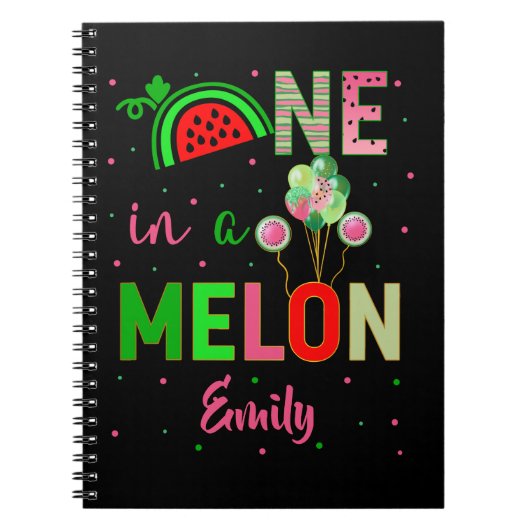 Eén in een Melon Watermelon Birthday Girl Matching Notitieboek (Voorkant)
