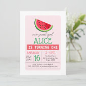 Eén in een Melon Watermelon Birthday Kaart (Staand voorkant)