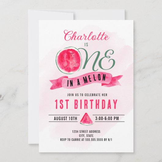Eén in een Melon Watermelon Birthday Kaart (Voorkant)