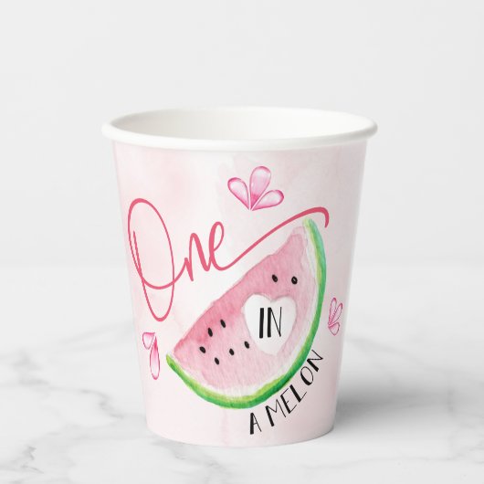 Eén in een Melon Watermelon Birthday Papieren Bekers (Voorkant)
