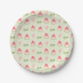 Eén in een Melon Watermelon Birthday Papieren Bordje