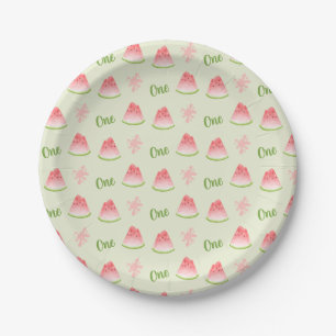 Eén in een Melon Watermelon Birthday Papieren Bordje