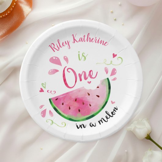Een in een Melon Watermelon Birthday Party Papieren Bordje