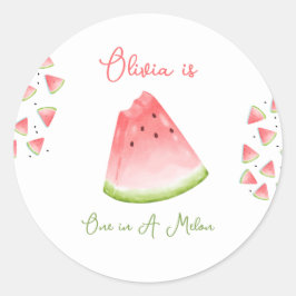 Eén in een Melon Watermelon Birthday Ronde Sticker