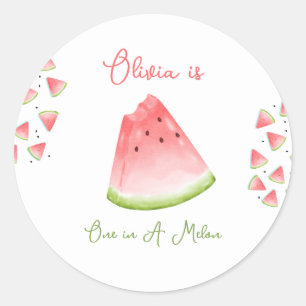 Eén in een Melon Watermelon Birthday Ronde Sticker
