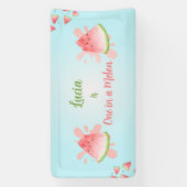 Eén in een Melon Watermelon Birthday Spandoek (Verticaal)