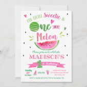 Eén in een Melon Watermelon Birthday-uitnodiging Kaart (Voorkant)
