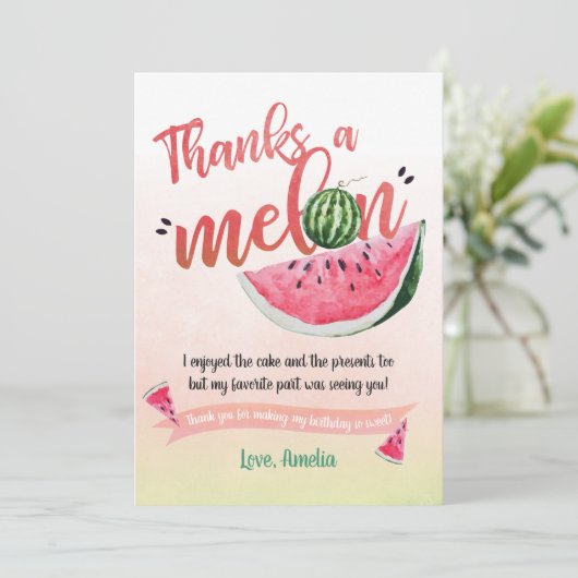 Een in een Melon Watermelon Eerste Dag Dank je wel Bedankkaart (Staand voorkant)