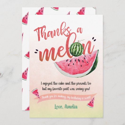 Een in een Melon Watermelon Eerste Dag Dank je wel Bedankkaart (Voorkant / Achterkant)